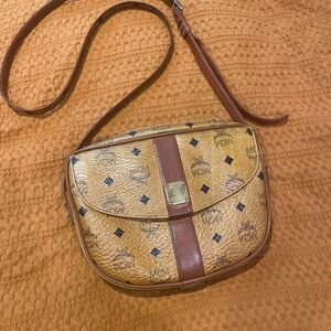 MCM Beige and Brown Crossbody Bag